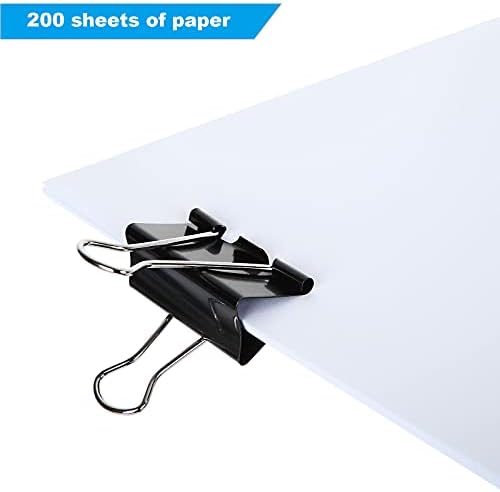 Ziqi 120 pcs 1.6 אינץ 'קליפים קלסר גדולים, קטעי נייר שחורים גדולים לציוד משרדי, קליפים קלסר מתכתי רחב, מהדק מסמך גדול,
