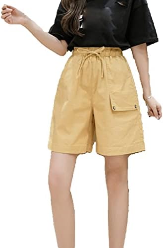 מכנסי מטען לטיולים לנשים קצרים קיץ רופף מותניים אלסטיים מכנסיים קצרים חיצוניים נמתחים מכנסי קמפינג קלים עם כיסים