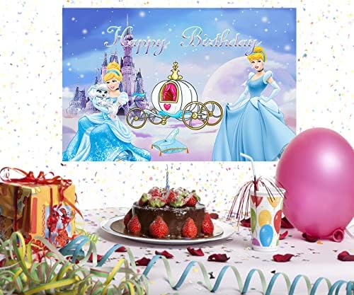 5 על 3 רגל סינדרלה תמונה רקע נסיכת סינדרלה נושא תינוק מקלחת באנר עבור יום הולדת עוגת שולחן קישוט לבן
