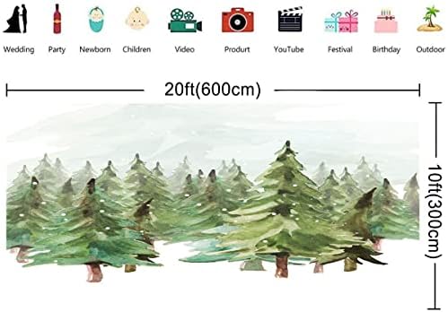 20x10ft Cartoon Collor Water Forest רקע טבעי צבעי עץ חג המולד עץ עץ חג המולד כרזה לקישוט למסיבת סצנה חיצונית מסיבת חג,
