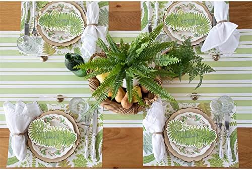 Hester & Cook Runner שולחן פסים ירוק חד פעמי - גלגל רץ שולחן נייר למסיבות או חתונות - American Made