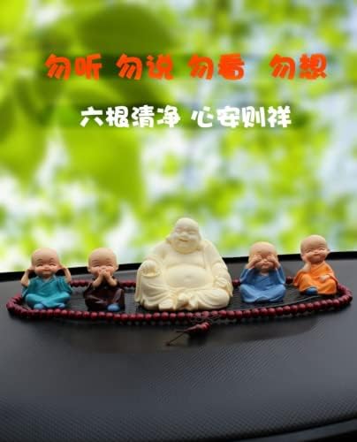 Xialon 5 pc בדרגה גבוהה Maitreya Buddha אביזרים לרכב מבטיחים קישוטי פנים לרכב בטיחותי צוחק בודהה