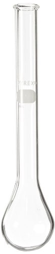 Corning Pyrex Borosilictice זכוכית עגולה מיקרו Kjeldahl בקבוק עם צוואר ארוך, קיבולת 30 מל