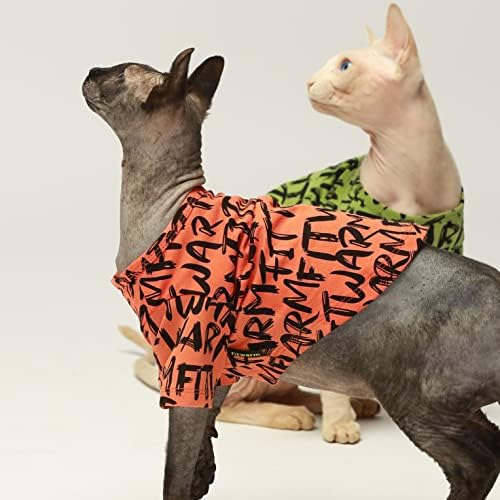 חולצת כלבים כותנה של כותנה, גור, חולצת צוואר צווארון שרוול קצר, בגדי כלבים לכלבים קטנים ילדה, לבוש חתול לחיות מחמד, תפוז,