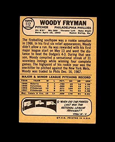 Woody Fryman Hand חתום 1968 Topps Philadelphia Phillies חתימה
