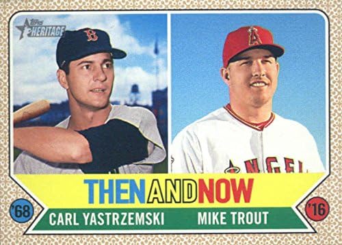 מורשת Topps 2017 אז ועכשיו Tan-5 Mike Trout/Carl Yastrzemski Los Angeles Angels/Boston Red So